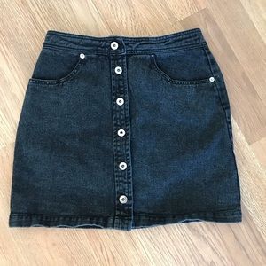 Lizard Thicket Black Button Front Jean Skirt